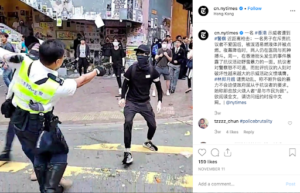  The Chinese Account of the New York Times’ Instagram post. Source: Instagram. Retrieved Nov 30, 2019 by Minqi Song.